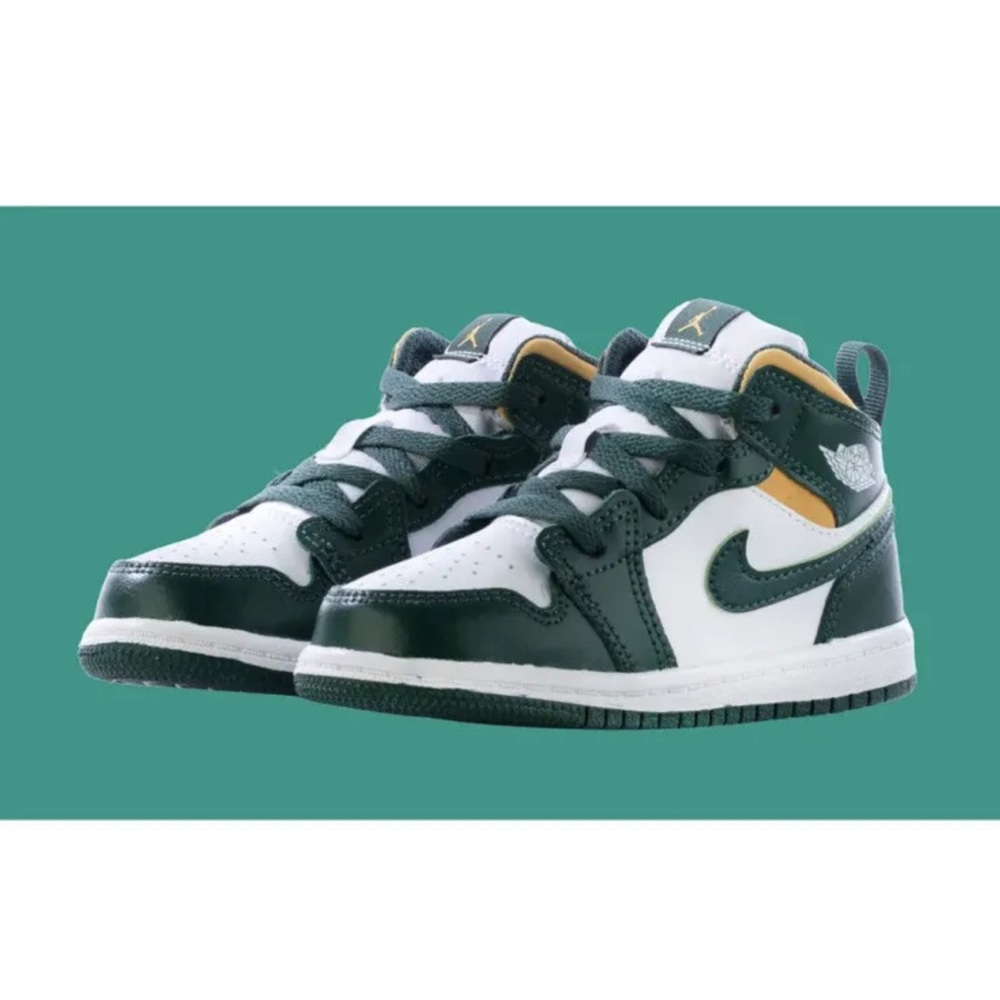 Nike Air Jordan 1 Mid TD Sonic Toddler Green White Pollen 640735 371 - SIZE 4C